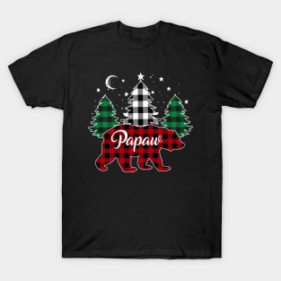 Papaw Bear Buffalo Red Plaid Matching Family Christmas T-Shirt